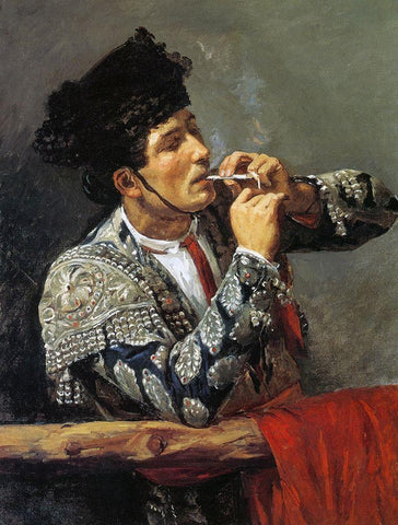 After The Bullfight 1873 White Modern Wood Framed Art Print with Double Matting by Cassatt, Mary