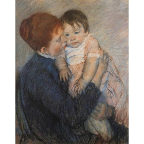 Agatha And Her Child 1891 Black Modern Wood Framed Art Print by Cassatt, Mary
