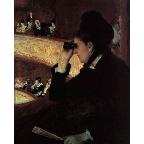 At The Opera 1879 Gold Ornate Wood Framed Art Print with Double Matting by Cassatt, Mary