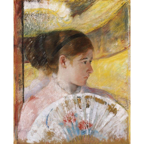 At The Theater 1879 Black Modern Wood Framed Art Print with Double Matting by Cassatt, Mary