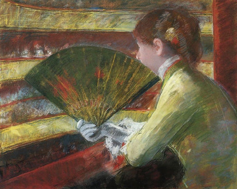 At The Theater II 1879 White Modern Wood Framed Art Print with Double Matting by Cassatt, Mary