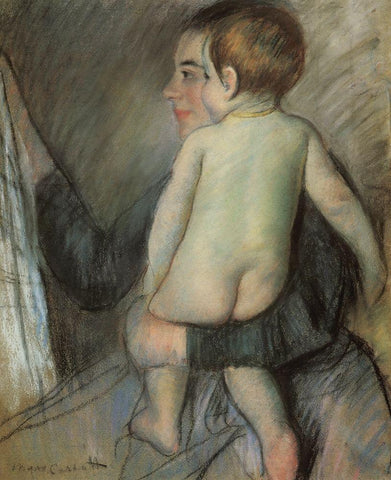 At The Window 1889 White Modern Wood Framed Art Print with Double Matting by Cassatt, Mary