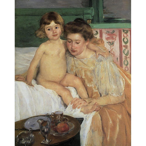 Baby Getting Up From His Nap 1899 Black Modern Wood Framed Art Print by Cassatt, Mary
