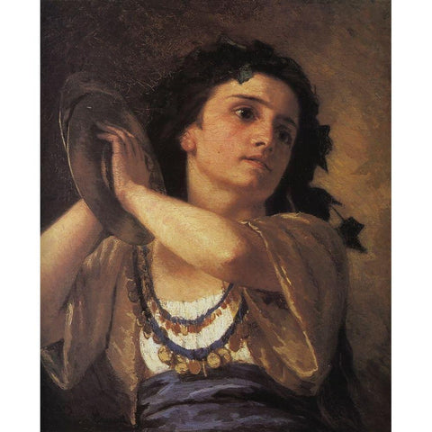 Bacchante 1872 White Modern Wood Framed Art Print by Cassatt, Mary