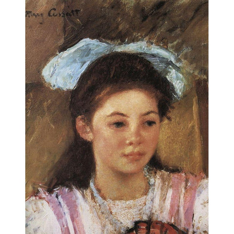 Ellen Mary With A Large Bow In Her Hair 1908 Black Modern Wood Framed Art Print by Cassatt, Mary