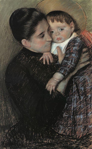 Helene De Septeuil 1889 White Modern Wood Framed Art Print with Double Matting by Cassatt, Mary