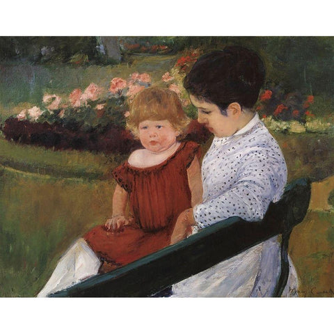 In The Park 1894 Black Modern Wood Framed Art Print by Cassatt, Mary