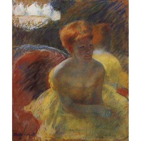 Lydia Leaning On Her Arms Seated In A Loge 1879 White Modern Wood Framed Art Print by Cassatt, Mary