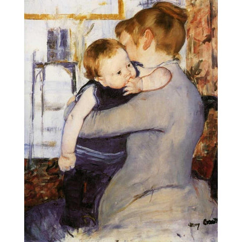 Mother And Child 1889 White Modern Wood Framed Art Print by Cassatt, Mary