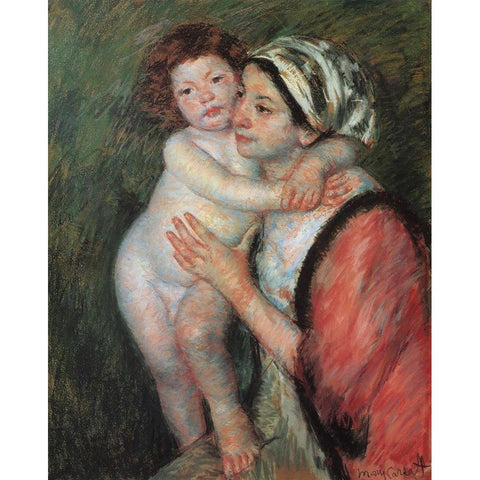 Mother And Child 1914 White Modern Wood Framed Art Print by Cassatt, Mary