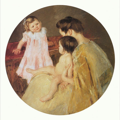 Mother And Two Children Mural For Capitol Bldg PA 1905 Black Ornate Wood Framed Art Print with Double Matting by Cassatt, Mary