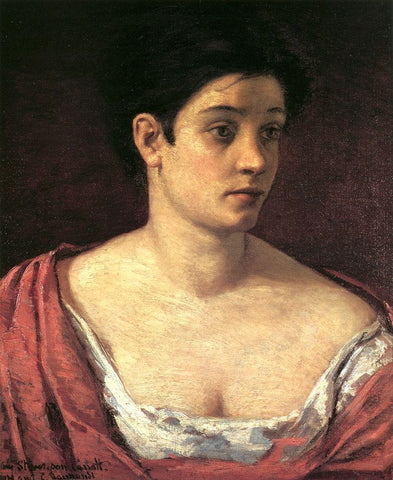 Portrait Of A Woman 1872 White Modern Wood Framed Art Print with Double Matting by Cassatt, Mary