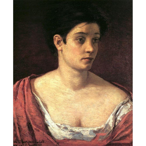 Portrait Of A Woman 1872 Black Modern Wood Framed Art Print with Double Matting by Cassatt, Mary