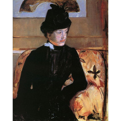 Portrait Of A Young Woman In Black 1883 White Modern Wood Framed Art Print by Cassatt, Mary