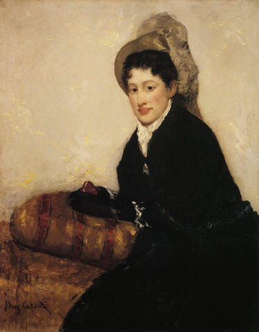 Portrait Of Madam X Dressed For The Matinee 1878 Black Ornate Wood Framed Art Print with Double Matting by Cassatt, Mary