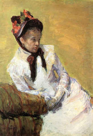 Portrait Of The Artist 1878 Black Ornate Wood Framed Art Print with Double Matting by Cassatt, Mary