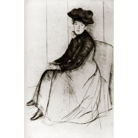 Reflection 1889 White Modern Wood Framed Art Print by Cassatt, Mary
