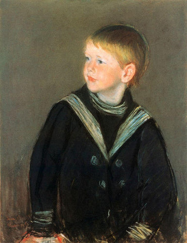 Sailor Boy Gardner As A Child 1892 Black Ornate Wood Framed Art Print with Double Matting by Cassatt, Mary