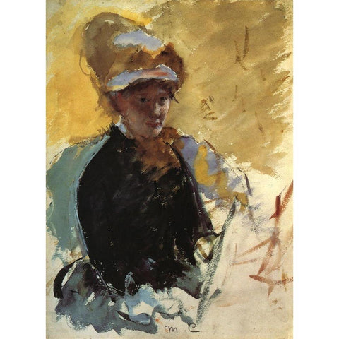 Self Portrait 1880 White Modern Wood Framed Art Print by Cassatt, Mary