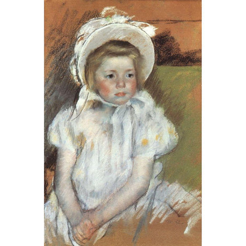 Simone In A White Bonnet 1901 Black Modern Wood Framed Art Print with Double Matting by Cassatt, Mary