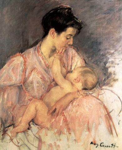 Sketch For Mother Jeanne Nursing Her Baby 1906 Black Ornate Wood Framed Art Print with Double Matting by Cassatt, Mary