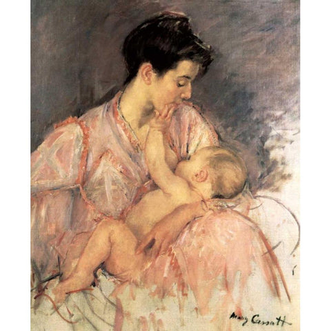 Sketch For Mother Jeanne Nursing Her Baby 1906 Gold Ornate Wood Framed Art Print with Double Matting by Cassatt, Mary