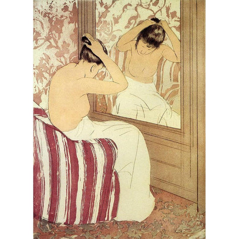 Study 1890 Black Modern Wood Framed Art Print with Double Matting by Cassatt, Mary