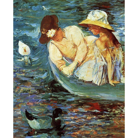 Summertime 1894 White Modern Wood Framed Art Print by Cassatt, Mary