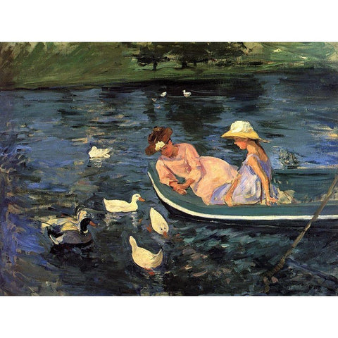 Summertime II 1894 White Modern Wood Framed Art Print by Cassatt, Mary