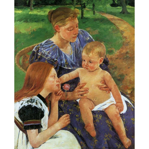 The Family 1892 Black Modern Wood Framed Art Print with Double Matting by Cassatt, Mary