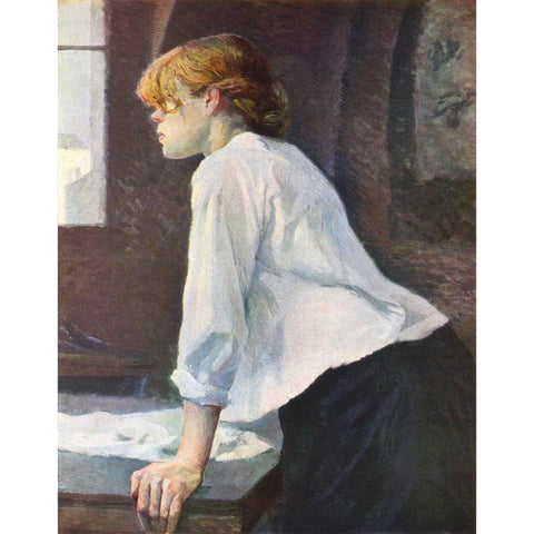 The Laundress 1889 Gold Ornate Wood Framed Art Print with Double Matting by Cassatt, Mary