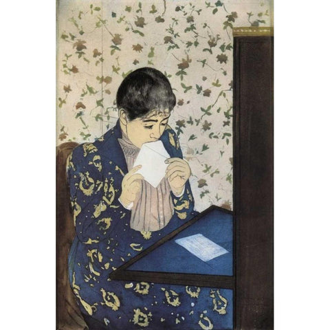 The Letter 1891 White Modern Wood Framed Art Print by Cassatt, Mary