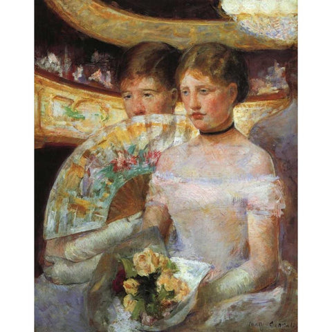 The Loge 1882 Gold Ornate Wood Framed Art Print with Double Matting by Cassatt, Mary