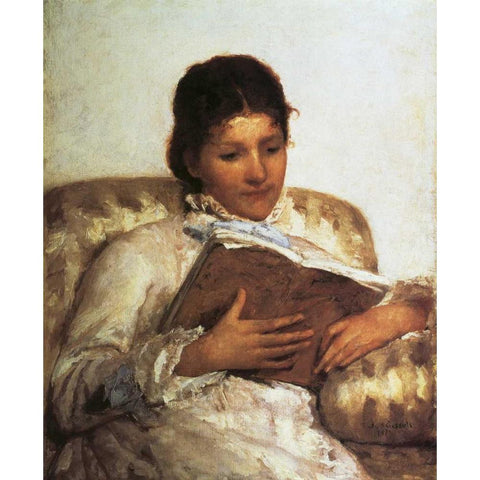 The Reader 1877 White Modern Wood Framed Art Print by Cassatt, Mary