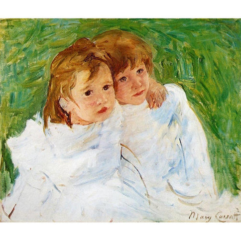 The Sisters 1885 Black Modern Wood Framed Art Print with Double Matting by Cassatt, Mary