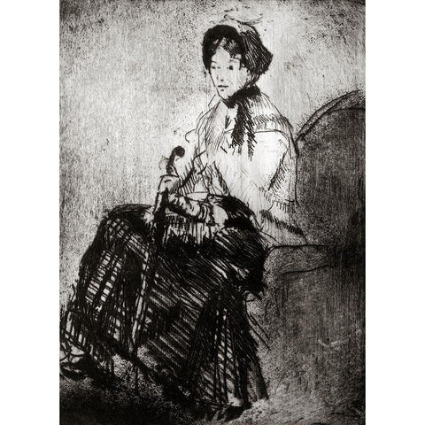 The Umbrella 1879 White Modern Wood Framed Art Print by Cassatt, Mary