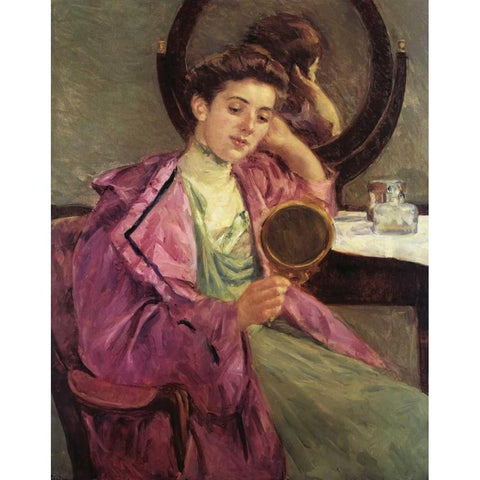 Woman At Her Toilette 1909 Black Modern Wood Framed Art Print with Double Matting by Cassatt, Mary