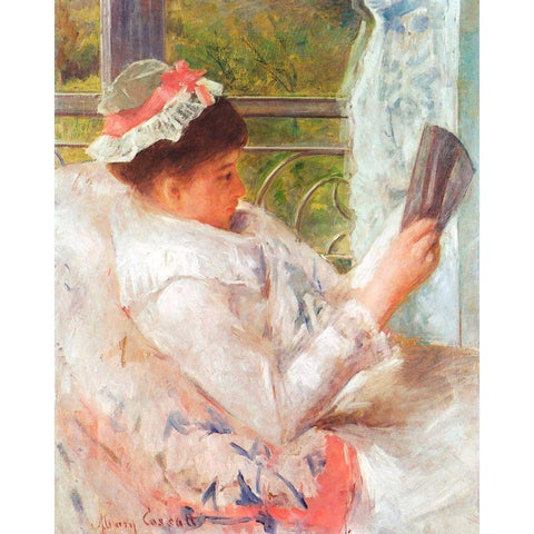 Woman Reading-Lydia 1878 Gold Ornate Wood Framed Art Print with Double Matting by Cassatt, Mary