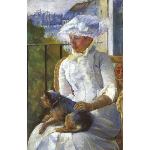 Young Girl At A Window 1883 Black Modern Wood Framed Art Print with Double Matting by Cassatt, Mary