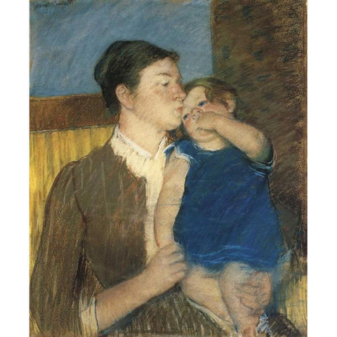 Young Mother 1888 White Modern Wood Framed Art Print by Cassatt, Mary