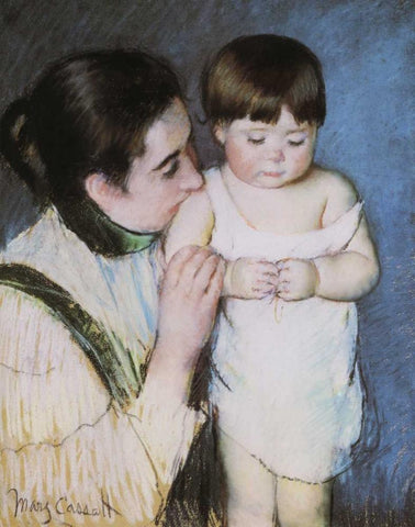 Young Thomas And His Mother 1893 White Modern Wood Framed Art Print with Double Matting by Cassatt, Mary