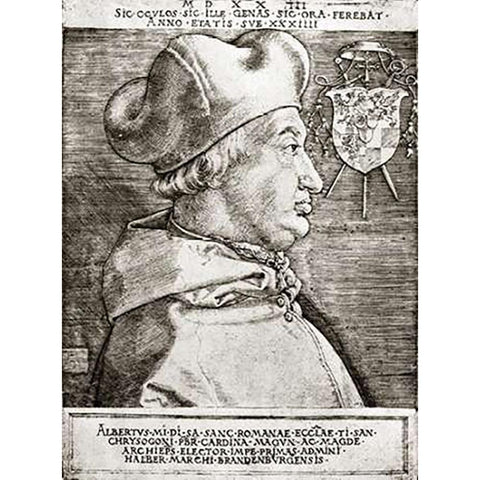 Albrecht Von Brandenburg Archbishop Of Mainz Black Modern Wood Framed Art Print by Durer, Albrecht