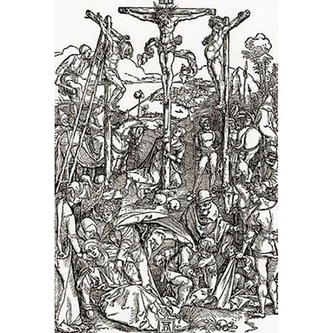 Calvary Black Modern Wood Framed Art Print by Durer, Albrecht