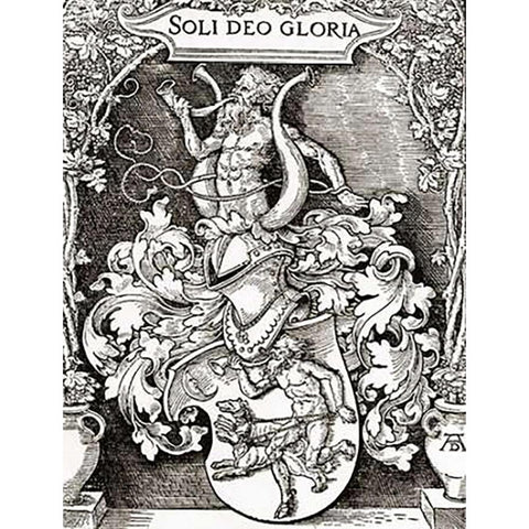 Coat Of Arms Of Johann Tscherte White Modern Wood Framed Art Print by Durer, Albrecht