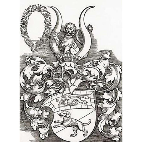 Coat Of Arms Of Lorenz Staiber White Modern Wood Framed Art Print by Durer, Albrecht