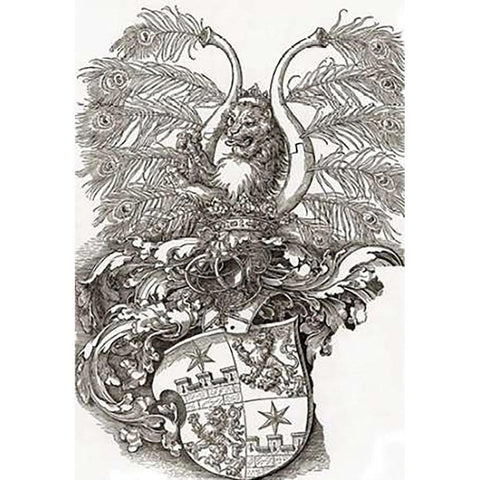 Coat Of Arms Of Roggendorff Gold Ornate Wood Framed Art Print with Double Matting by Durer, Albrecht