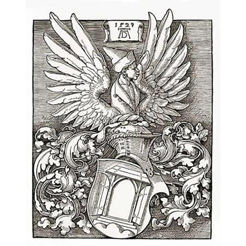 Coat Of Arms Black Modern Wood Framed Art Print by Durer, Albrecht