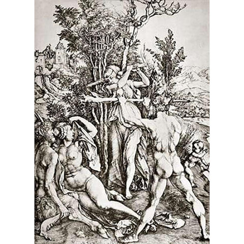 Hercules 2 Black Modern Wood Framed Art Print with Double Matting by Durer, Albrecht