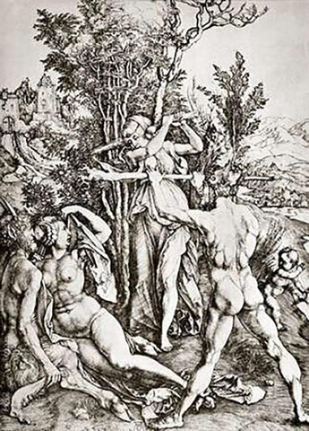 Hercules 2 White Modern Wood Framed Art Print with Double Matting by Durer, Albrecht