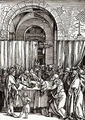 Life Of The Virgin White Modern Wood Framed Art Print with Double Matting by Durer, Albrecht